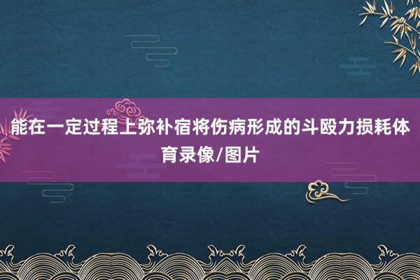 能在一定过程上弥补宿将伤病形成的斗殴力损耗体育录像/图片
