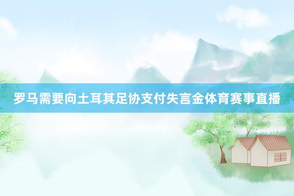 罗马需要向土耳其足协支付失言金体育赛事直播
