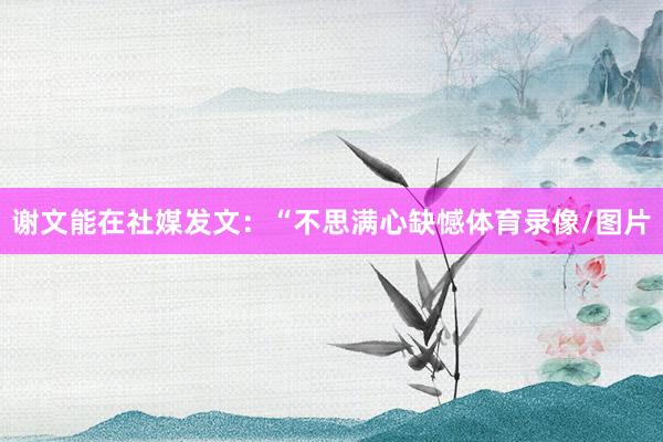 谢文能在社媒发文：“不思满心缺憾体育录像/图片