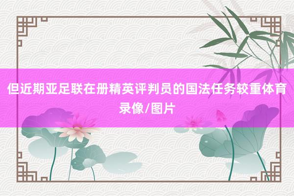 但近期亚足联在册精英评判员的国法任务较重体育录像/图片