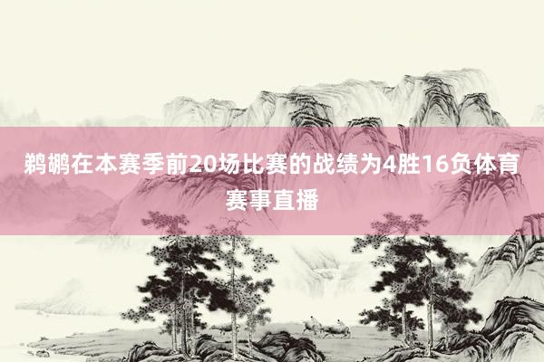 鹈鹕在本赛季前20场比赛的战绩为4胜16负体育赛事直播