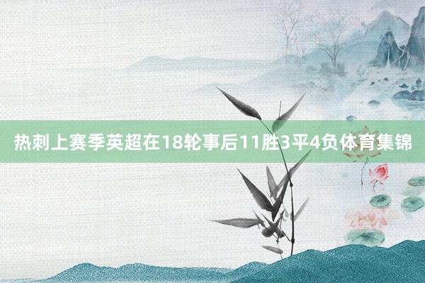 热刺上赛季英超在18轮事后11胜3平4负体育集锦