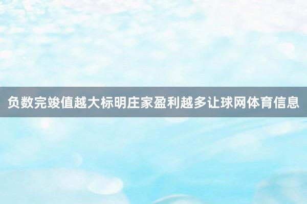 负数完竣值越大标明庄家盈利越多让球网体育信息