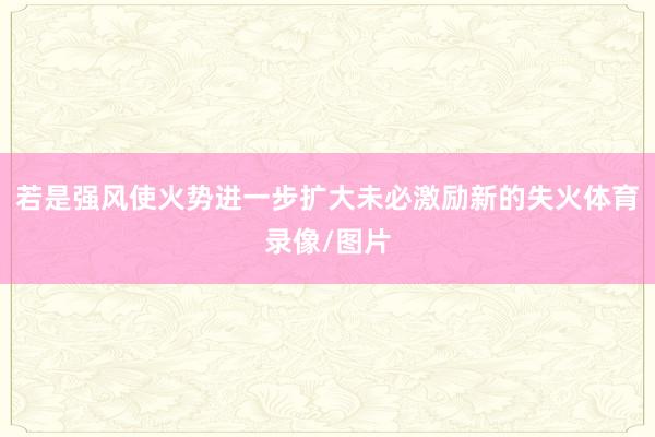 若是强风使火势进一步扩大未必激励新的失火体育录像/图片
