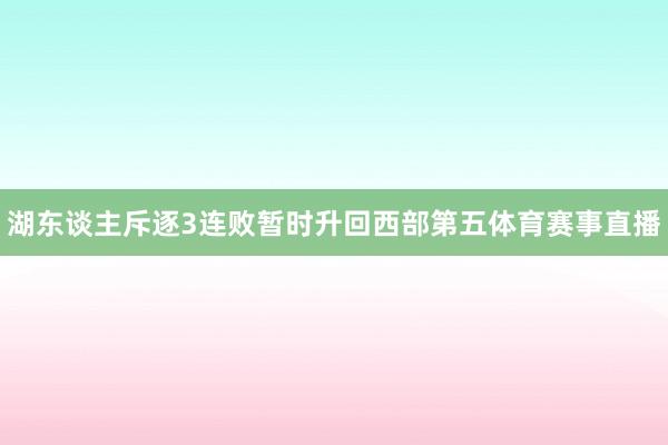 湖东谈主斥逐3连败暂时升回西部第五体育赛事直播