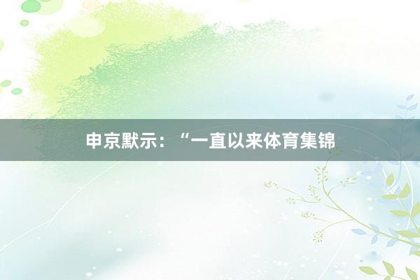申京默示：“一直以来体育集锦
