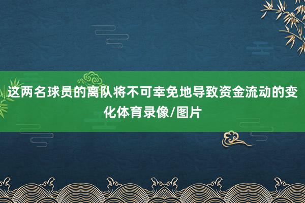 这两名球员的离队将不可幸免地导致资金流动的变化体育录像/图片