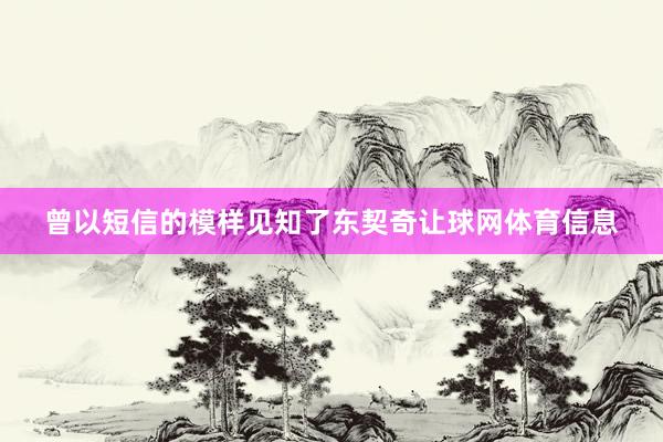 曾以短信的模样见知了东契奇让球网体育信息