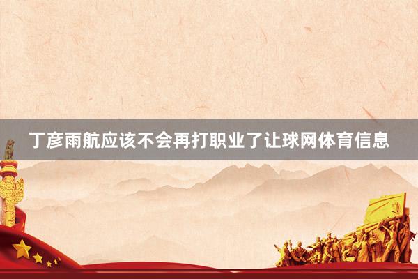丁彦雨航应该不会再打职业了让球网体育信息