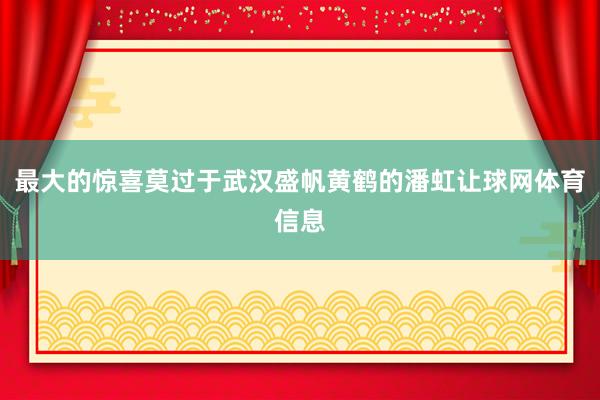 最大的惊喜莫过于武汉盛帆黄鹤的潘虹让球网体育信息