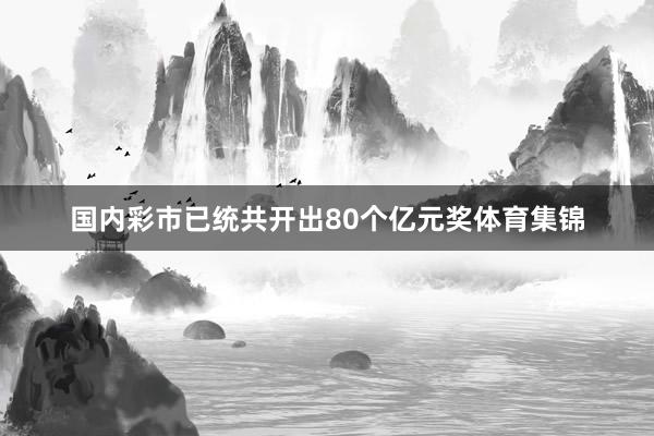 国内彩市已统共开出80个亿元奖体育集锦