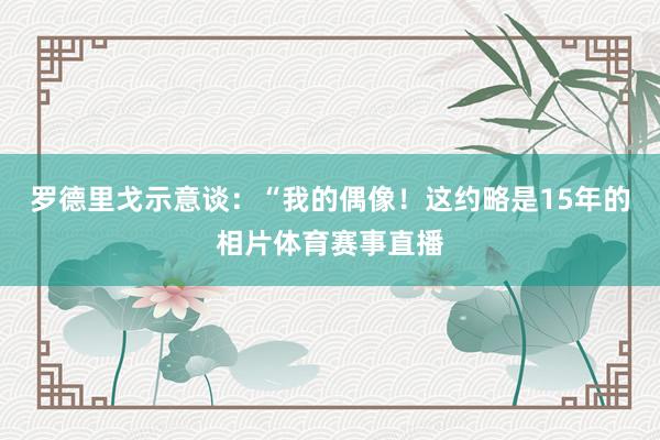 罗德里戈示意谈：“我的偶像！这约略是15年的相片体育赛事直播