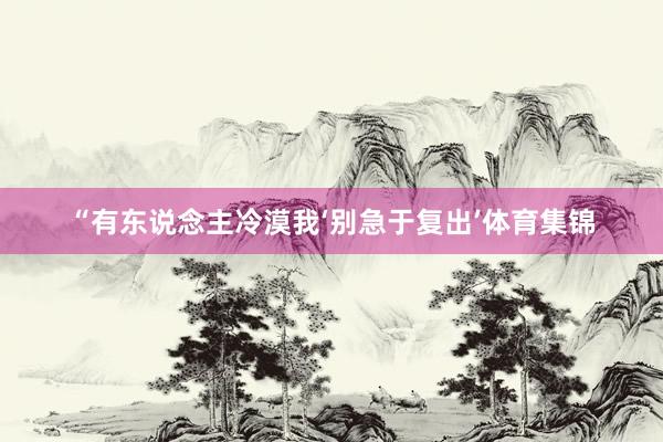 “有东说念主冷漠我‘别急于复出’体育集锦