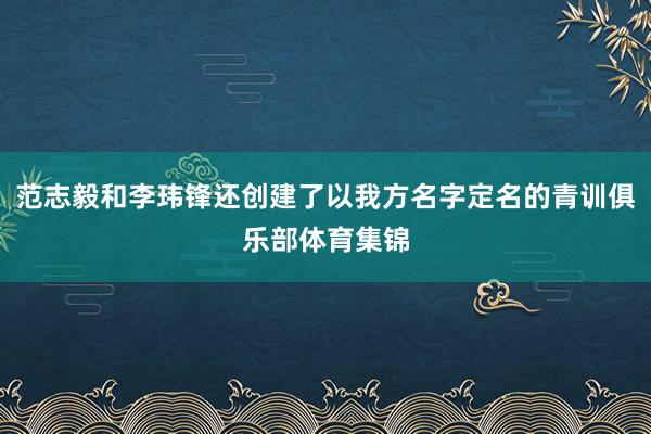 范志毅和李玮锋还创建了以我方名字定名的青训俱乐部体育集锦