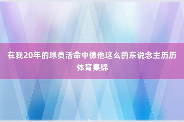 在我20年的球员活命中像他这么的东说念主历历体育集锦