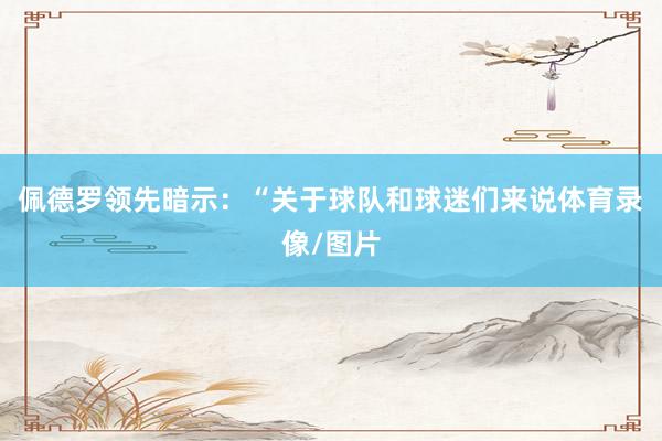 佩德罗领先暗示:“关于球队和球迷们来说体育录像/图片